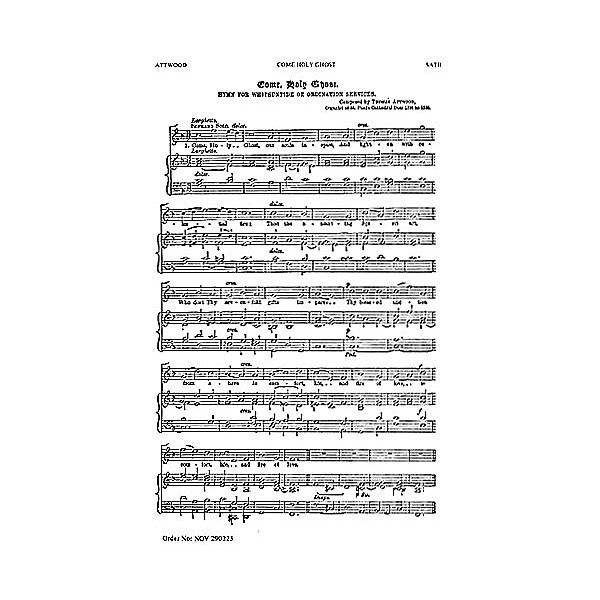 Novello Come, Holy Ghost SATB, Organ Composed by Thomas Attwood