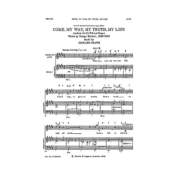 Novello Come, My Way, My Truth, My Life SATB Composed by Richard Graves