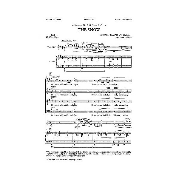 Novello The Snow SATB Composed by C. Alice Elgar Arranged by John Pointer
