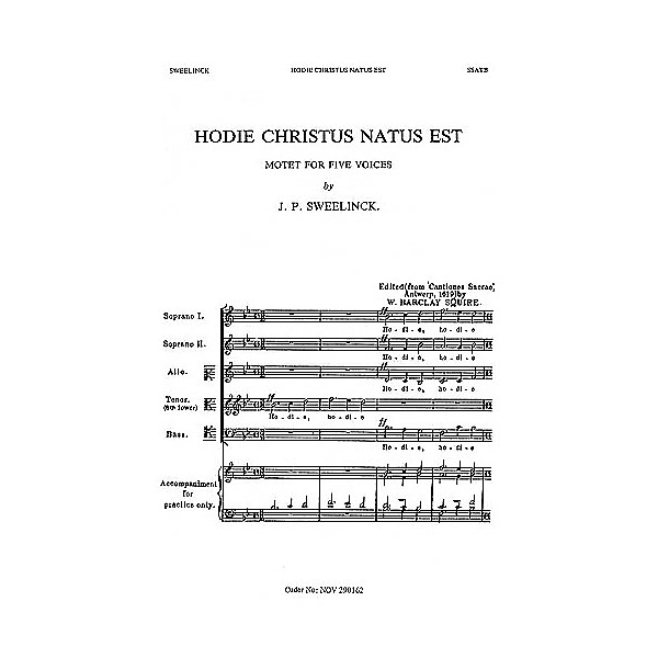 Novello Hodie Christus Natus Est SSATB A Cappella Composed by J.P. Sweelinck
