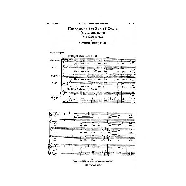 Music Sales Hosanna to the Son of David SATB Composed by Arthur Hutchings