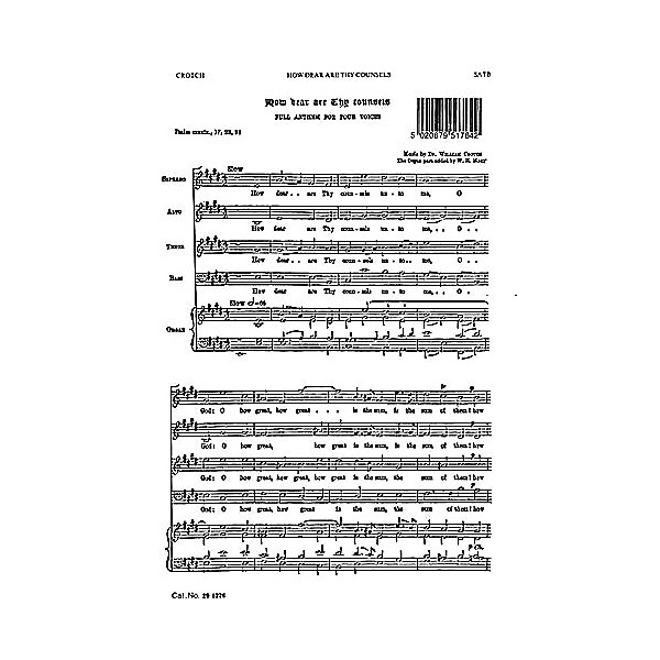 Novello How Dear Are Thy Counsels SATB Composed by William Crotch