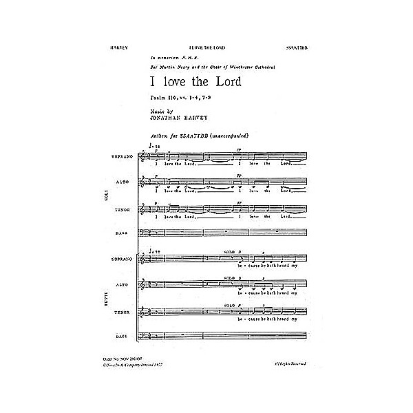 Novello I Love the Lord SSAATTBB Composed by Jonathan Harvey