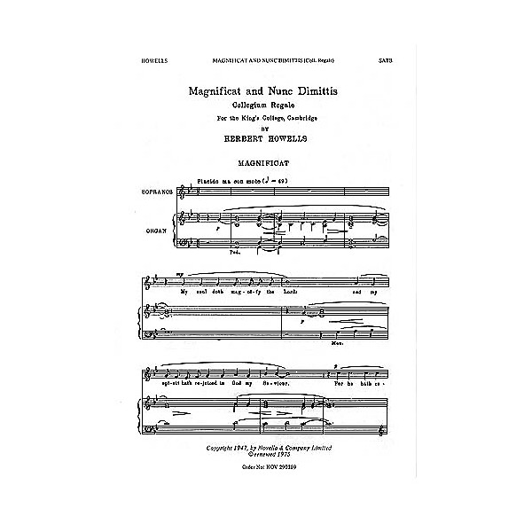 Novello Magnificat and Nunc Dimittis (Collegium Regale) SATB Composed by Herbert Howells