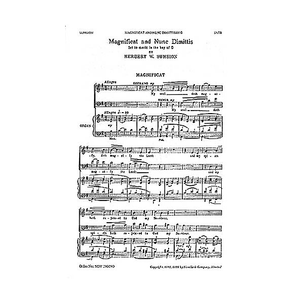 Novello Magnificat and Nunc Dimittis in G SATB Composed by Herbert Sumsion