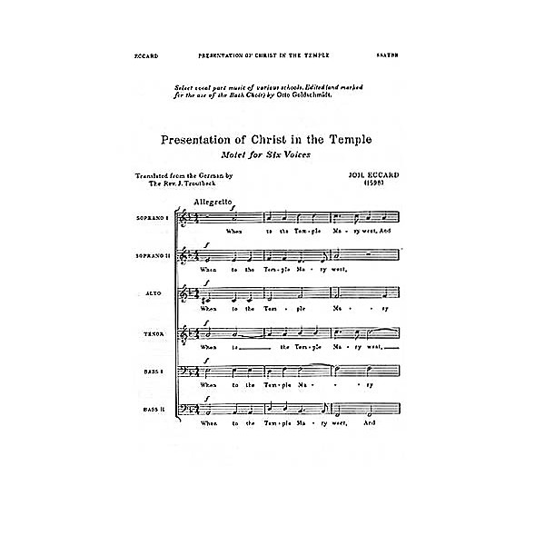 Novello Presentation of Christ in the Temple SSATBB Composed by John Eccard