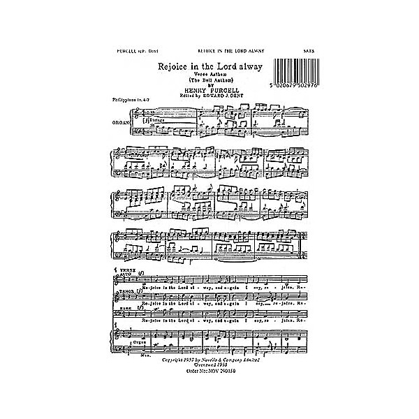 Novello Rejoice in the Lord Alway (The Bell Anthem) SATB Composed by Henry Purcell