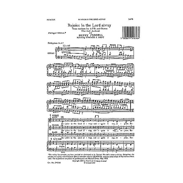 Novello Rejoice in the Lord Alway (Abridged) SATB