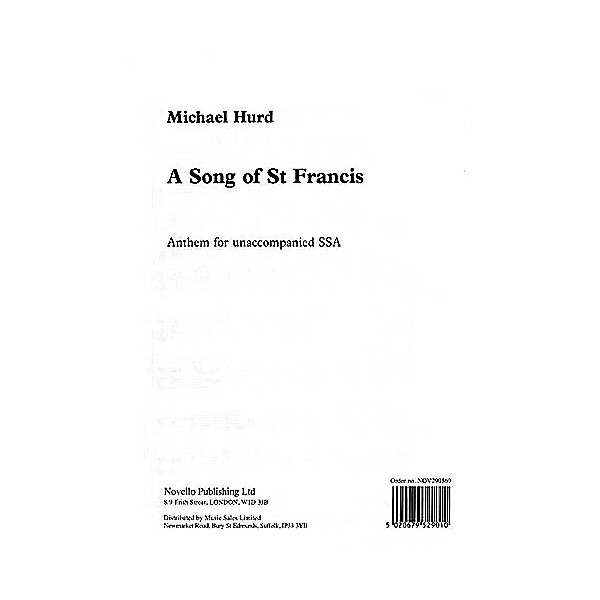 Novello A Song of Saint Francis SSA Composed by Michael Hurd