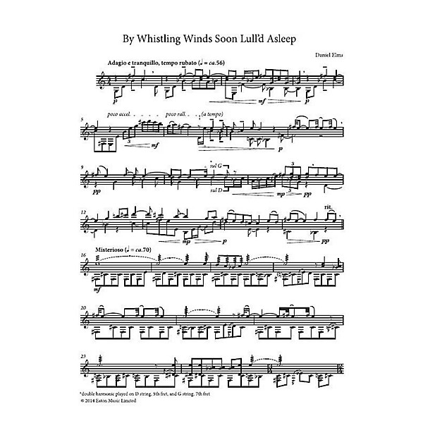 Chester Music By Whistling Wind Soon Lull'd Asleep (Guitar Part) Composed by Daniel Elms