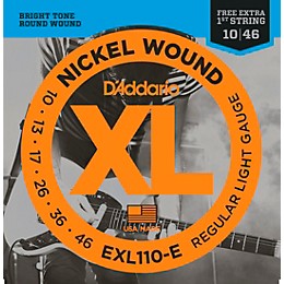 D'Addario EXL110-E Bonus 3-Pack: Light Nickel Wound Electric Guitar Strings with Bonus High E String and Equinox Tuner