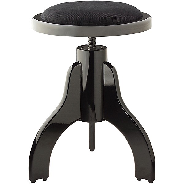 Open Box Stagg Highgloss black piano stool with black velvet covering Level 1 Black Gloss