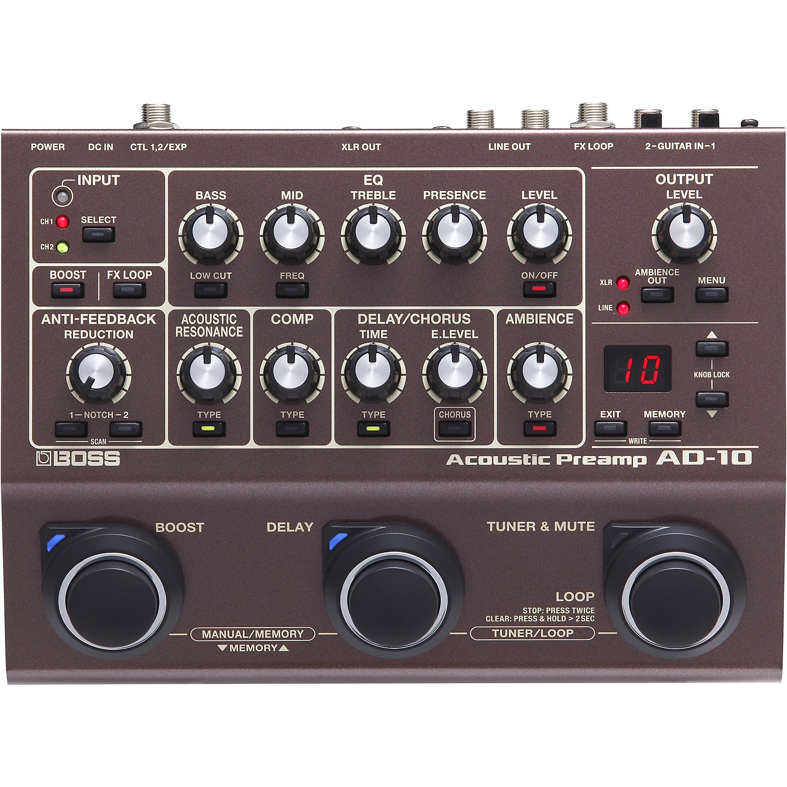 BOSS AD-10 Acoustic Multi-Effects Pedal Brown | Guitar Center