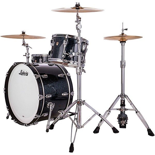 Ludwig Classic Maple 3-Piece Pro Beat Shell Pack With 24" Bass Drum Hybrid Black Sparkle