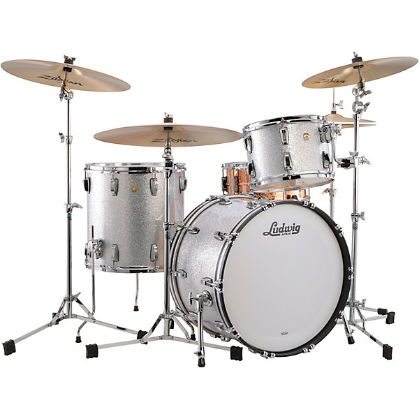Ludwig Classic Maple 3-Piece Fab Shell Pack With 22" Bass Drum Silver Sparkle