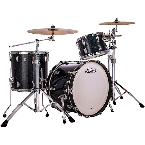 Ludwig Classic Maple 3-Piece Fab Shell Pack With 22" Bass Drum Hybrid Black Sparkle