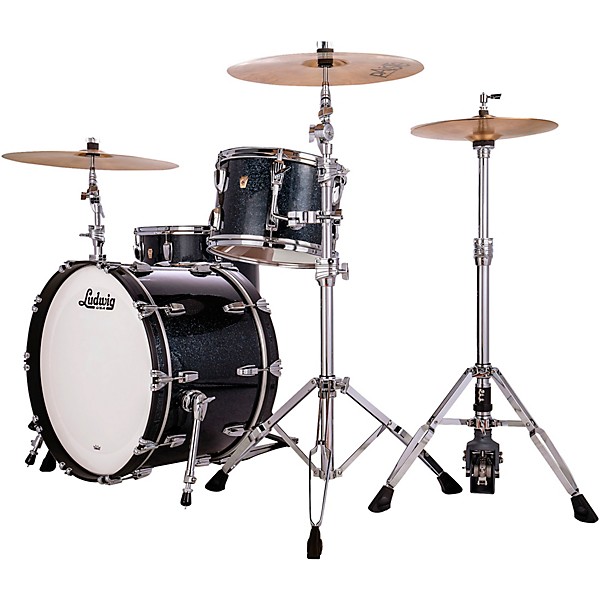 Ludwig Classic Maple 3-Piece Fab Shell Pack With 22" Bass Drum Hybrid Black Sparkle