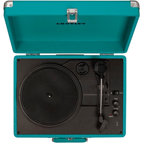 Open Box Crosley Cruiser Deluxe Portable Turntable Vinyl Record Player with Built-in Speaker Level 1 Teal