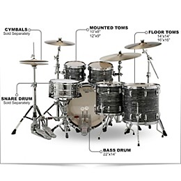 Ludwig Classic Maple 5-Piece Studio Shell Pack with 22 in. Bass Drum Vintage Black Oyster Pearl