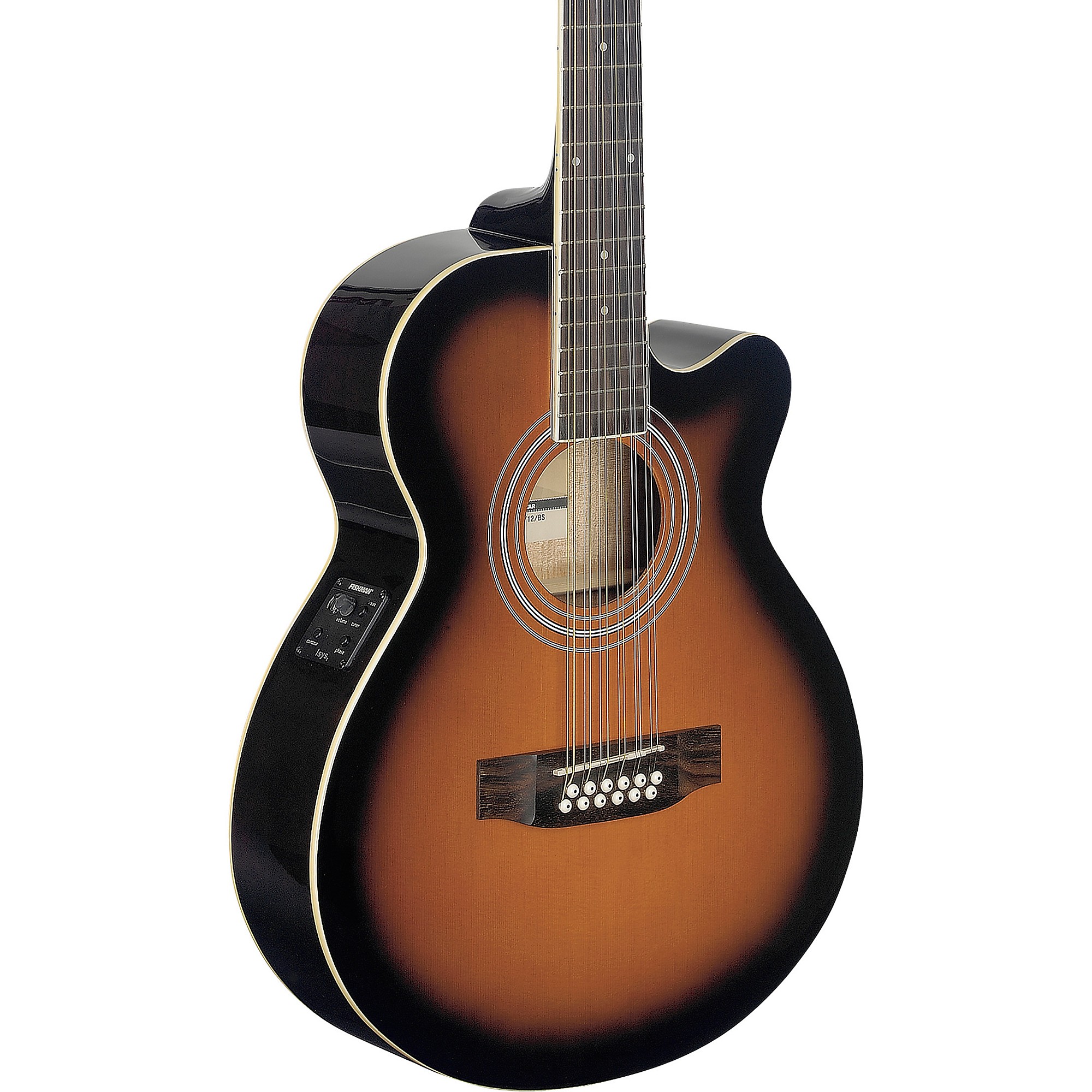 Stagg SA40MJCFI/12-BS Brown Sunburst Mini Jumbo Cutaway 12-String Acoustic/Electric Concert Guitar