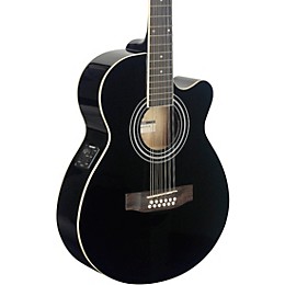 Open Box Stagg Mini-Jumbo Electro-Acoustic Cutaway 12-String Concert Guitar Level 2 Black 190839767134