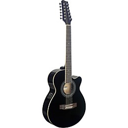 Open Box Stagg Mini-Jumbo Electro-Acoustic Cutaway 12-String Concert Guitar Level 2 Black 190839767134