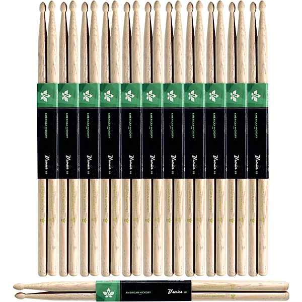 Stagg 12-Pair American Hickory Drum Sticks Wood Tip 5B