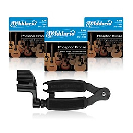 D'Addario EJ16 Phosphor Bronze Light Acoustic Guitar Strings 3-Pack with Pro-Winder String Winder/Cutter