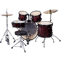 Verve 5-Piece Drum Set with Cymbals and Throne Wine Red