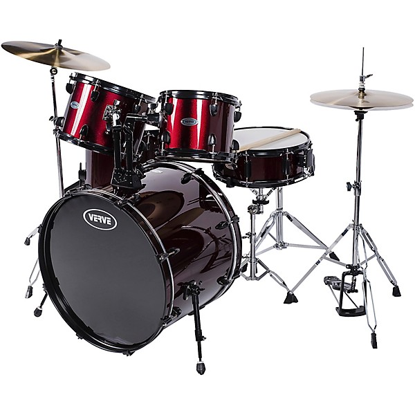 Verve 5-Piece Drum Set with Cymbals and Throne Wine Red
