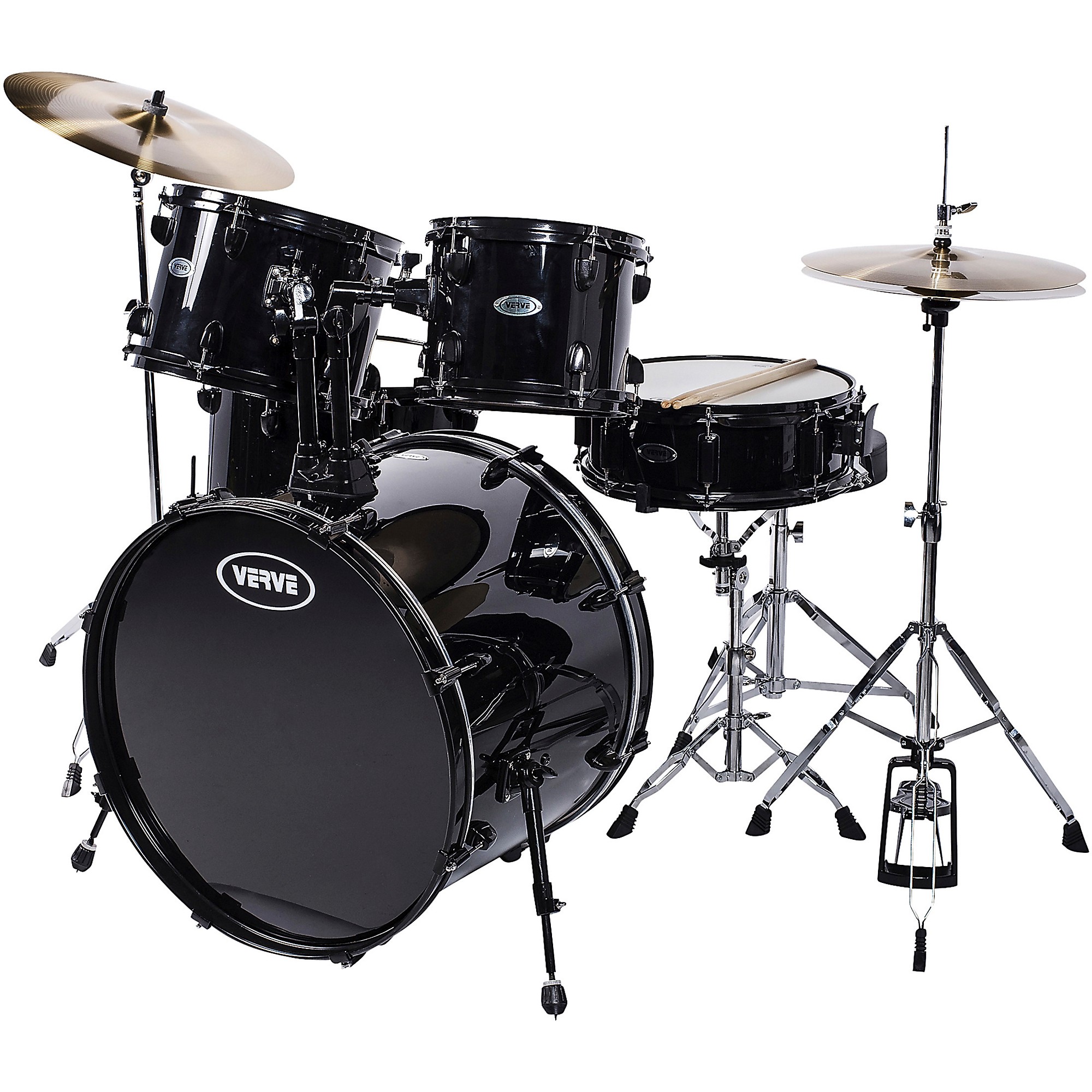Verve 5-Piece Drum Set with Cymbals and Throne Black | Guitar Center