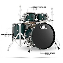 Natal Drums Cafe Racer US Fusion 22 4-Piece Shell Pack With 22" Bass Drum British Racing Green Sparkle