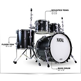Natal Drums Cafe Racer US Fusion 22 4-Piece Shell Pack With 22" Bass Drum Matte Black Hot Rod Suede