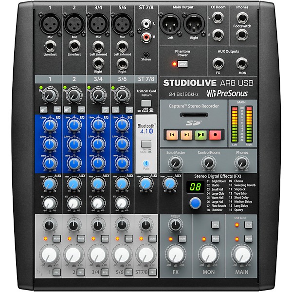 PreSonus Complete PA Package with StudioLive AR8 Mixer and Mackie Thump Speakers 12" Mains