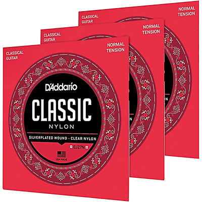 D'addario Ej27n-3D Normal Tension Classical Guitar Strings 3-Pack for sale