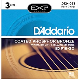 Open Box D'Addario EXP16-3D Coated Phosphor Bronze Light Acoustic Guitar Strings 3-Pack Level 1