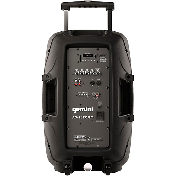 Gemini AS-15TOGO 15" Portable Wireless Bluetooth PA Loudspeaker