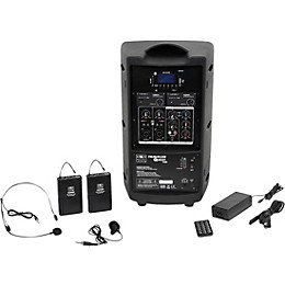 Galaxy Audio TQ8-24VSN Traveler Quest 8 All-In-One Portable PA System With 2 Receivers, One Lavalier, And One Headset Microphone