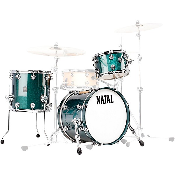 Natal Drums Cafe Racer Traditional Jazz 3-Piece Shell Pack With 18" Bass Drum British Racing Green Sparkle