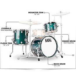 Natal Drums Cafe Racer Traditional Jazz 3-Piece Shell Pack With 18" Bass Drum British Racing Green Sparkle