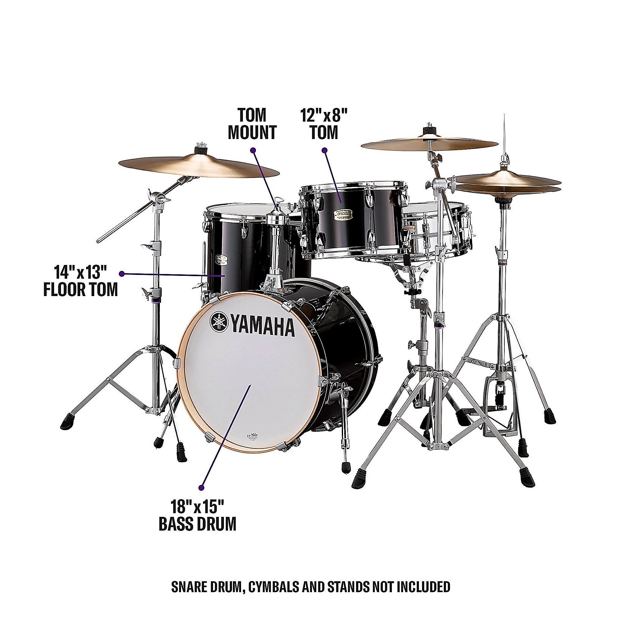 Yamaha Stage Custom Birch 3-Piece Bop Shell Pack Raven Black