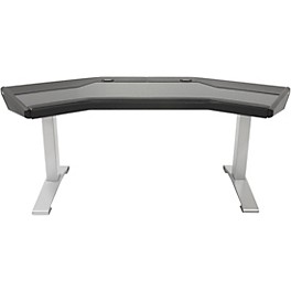 Argosy Halo G Desk with Black End Panels and Silver Legs