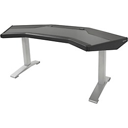 Argosy Halo G Desk with Black End Panels and Silver Legs