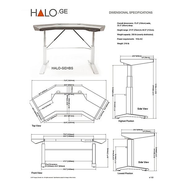 Argosy Halo G E Plus Height Adjustable Desk