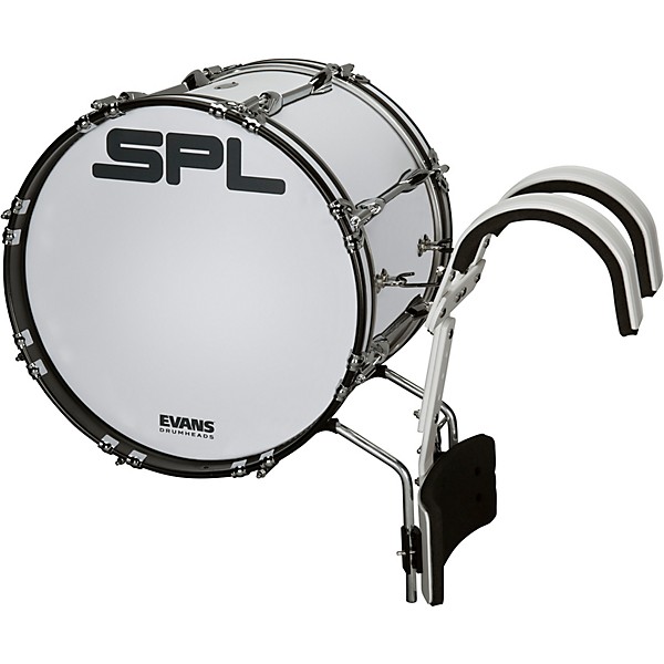 Sound Percussion Labs Birch Marching Bass Drum with Carrier - White 16 x 14 in.