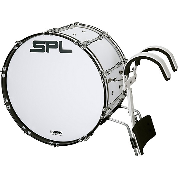 Sound Percussion Labs Birch Marching Bass Drum with Carrier - White 22 x 14 in.
