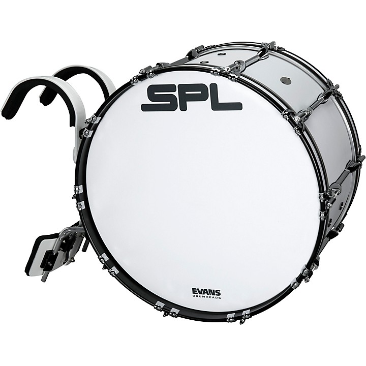 Sound Percussion Labs Birch Marching Bass Drum with Carrier White 26