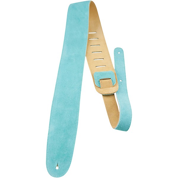 Perri's 2.5" Soft Suede with Premium Backing - Adjustable 44.5"-53" Guitar Strap Teal 44.5 to 53 in.