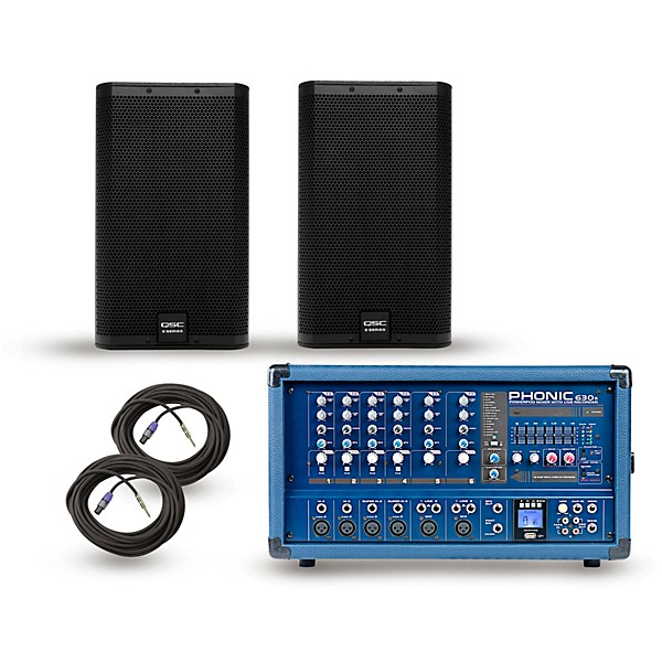 Phonic PA Package with Powerpod 630R Mixer and QSC E Series Speakers 10" Mains