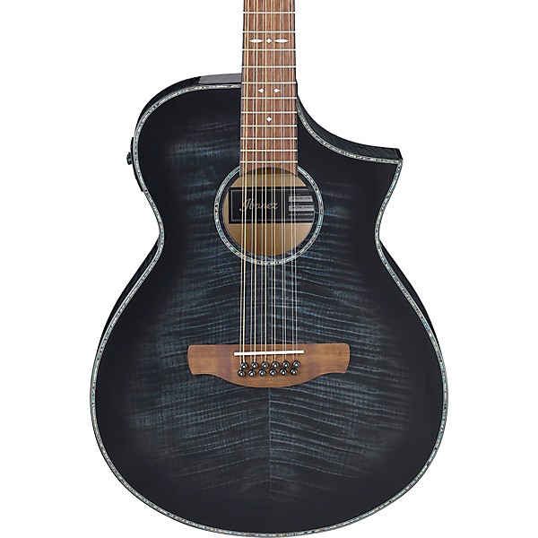 Open Box Ibanez AEWC4012FM 12-String Acoustic-Electric Guitar Level 2 Transparent Black Burst 194744127847